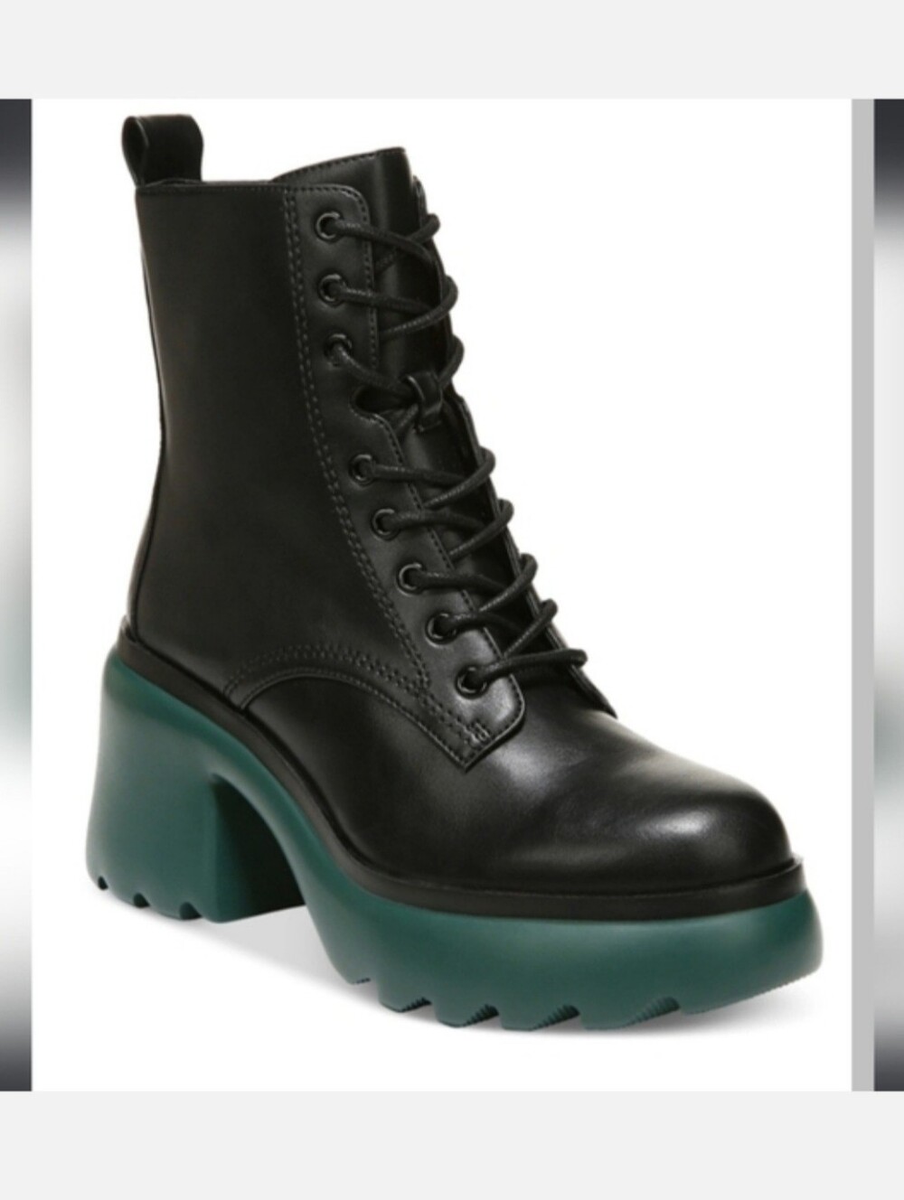 Bar lll Pelican Platform Lace-up Booties In Black/Green